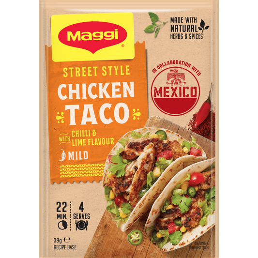 Maggi Street Style Chicken Taco packaging on a white background