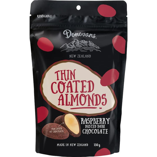 Donovans Chocolate Coated Almonds Raspberry 150g