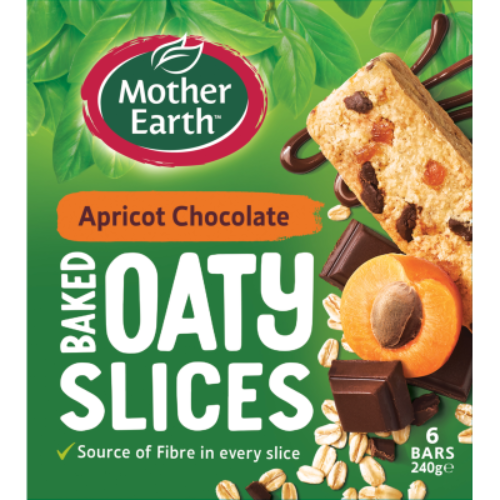 Mother Earth Apricot Chocolate Baked Oaty Slices 240g