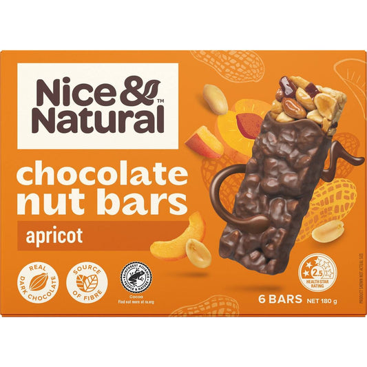 Nice & Natural Apricot Choc Nut Bars 180g