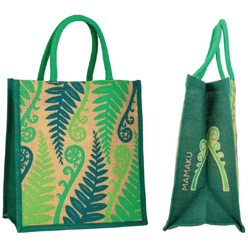 Bag Hessian Printed Fern & Koru