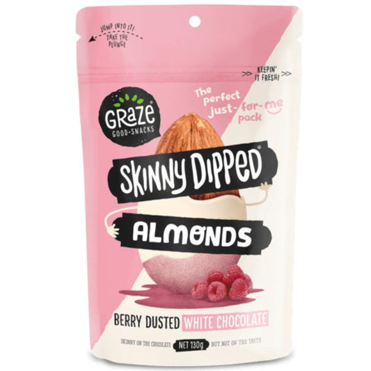 Graze Mini Berry Dusted White Chocolate Almonds 130g