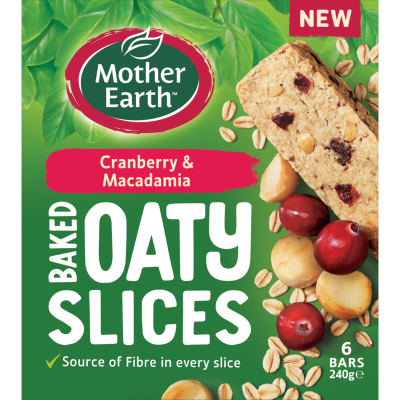 Mother Earth Cranberry & Macadamia Baked Oaty Slices 240g