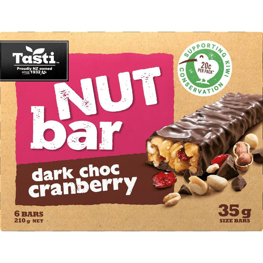 Tasti Nut Bar Dark Choc Cranberry 6pk 210g
