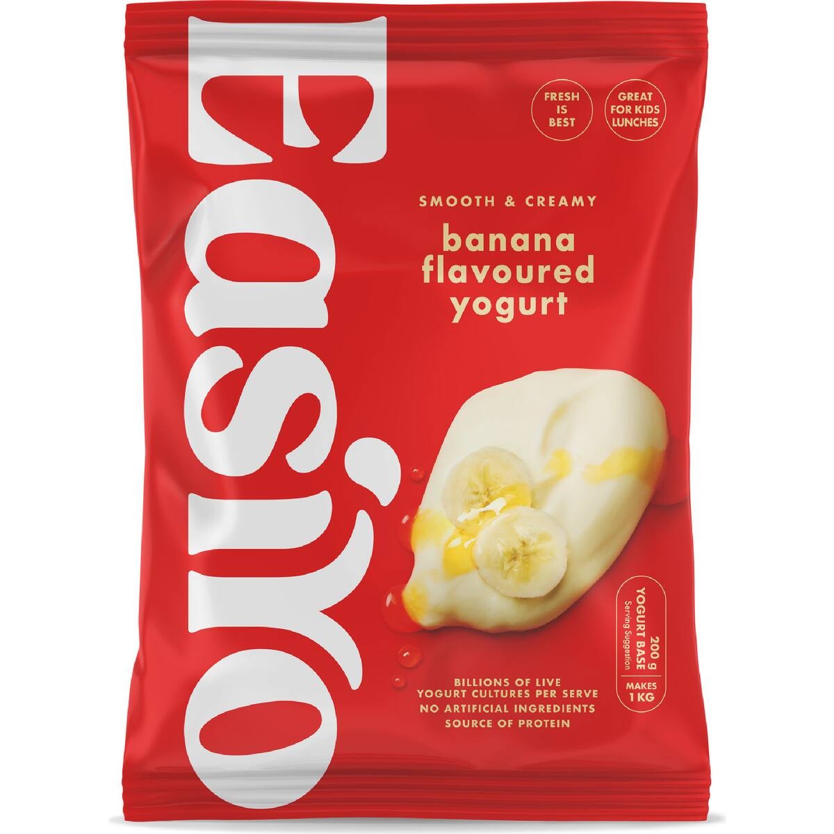Easiyo Banana flavoured yoghurt 200g sachet for making fresh New Zealand yogurt at home.