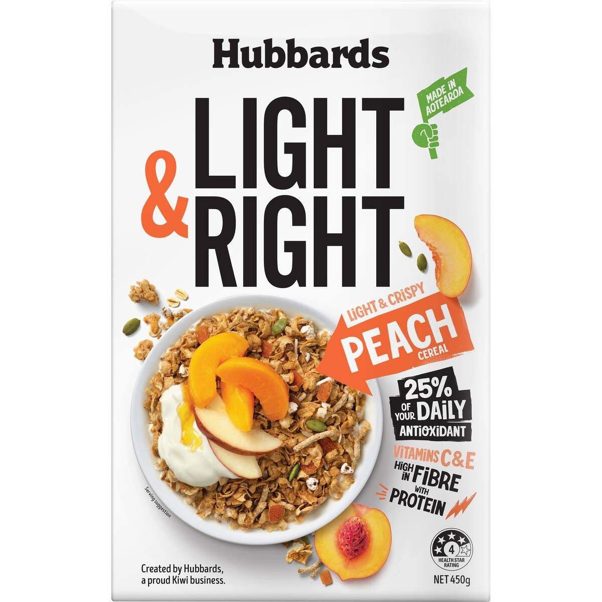 Hubbards Light & Right Cereal Peach 450g