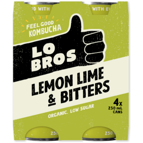 Lo Bros Lemon Lime & Bitters Kombucha 4 x 250ml