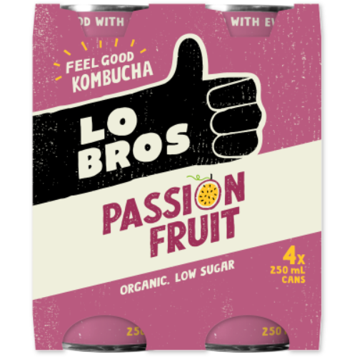 Lo Bros Passionfruit Kombucha 4 x 250ml