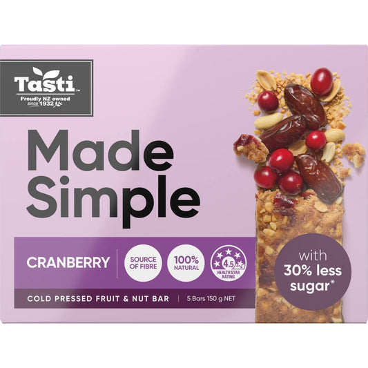 Tasti Made Simple Muesli Bars Cranberry 150g