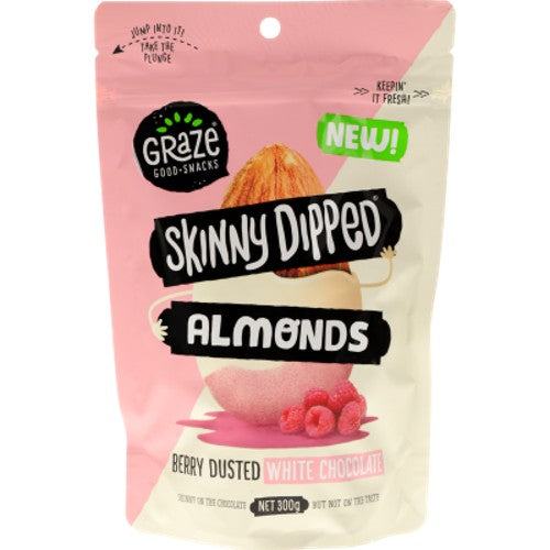 Graze Skinny Dipped Berry Dusted White Chocolate Almonds 300g