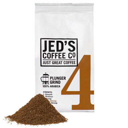 Jed’s Plunger Grind #4 Very Strong 200g bag dark roast coffee