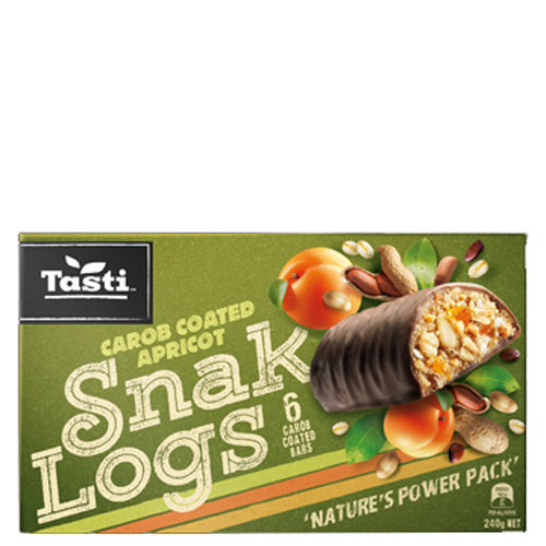 Tasti Snak Log Carob Apricot 240g 6pk