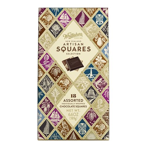 Whittaker’s Artisan Squares Selection 189g assortment of premium New Zealand artisan chocolate squares  available in the USA and worldwide