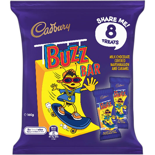 Cadbury Buzz Bar Sharepack 160g marshmallow caramel chocolate
