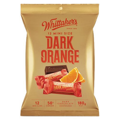 Whittakers Mini Slab Chocolate Dark Orange 180g 12pk