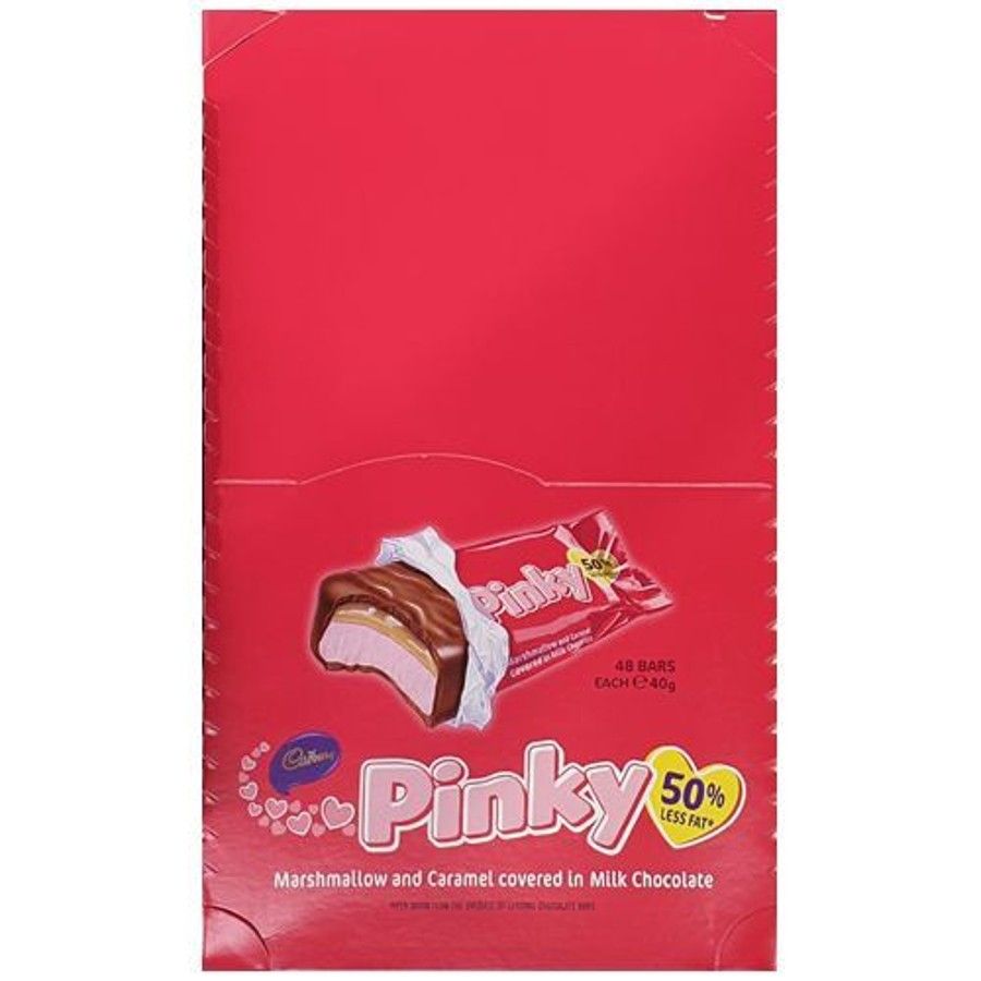 Cadbury Pinky Bar box with 48 individually wrapped 40g bars