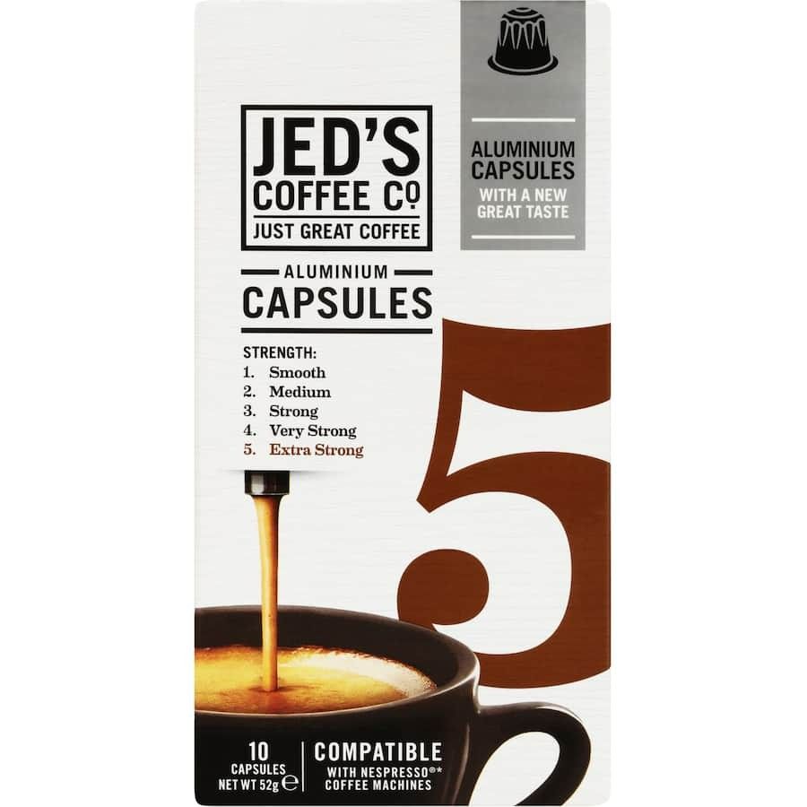 Jed’s extra strong coffee capsules strength 5 box