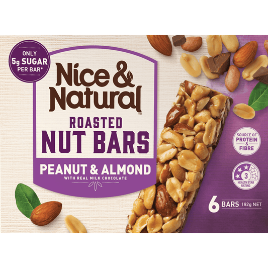 Nice & Natural Chocolate Peanut & Almond Nut Bars 180g 6pk