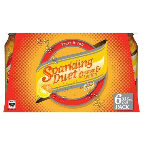 Schweppes Sparkling Duet Orange & Lemon Cans 6pk