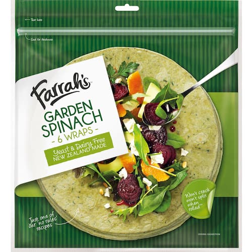 Farrah's Garden Spinach Wraps 6 pack