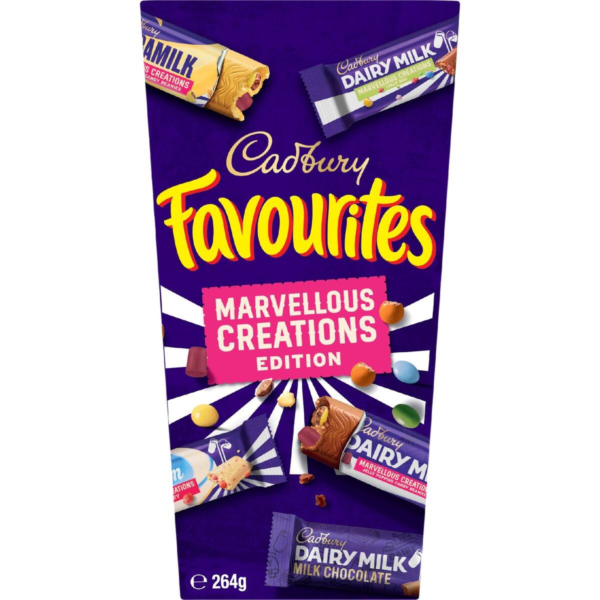 Cadbury Favourites Marvelous Creations Edition packaging on a white background