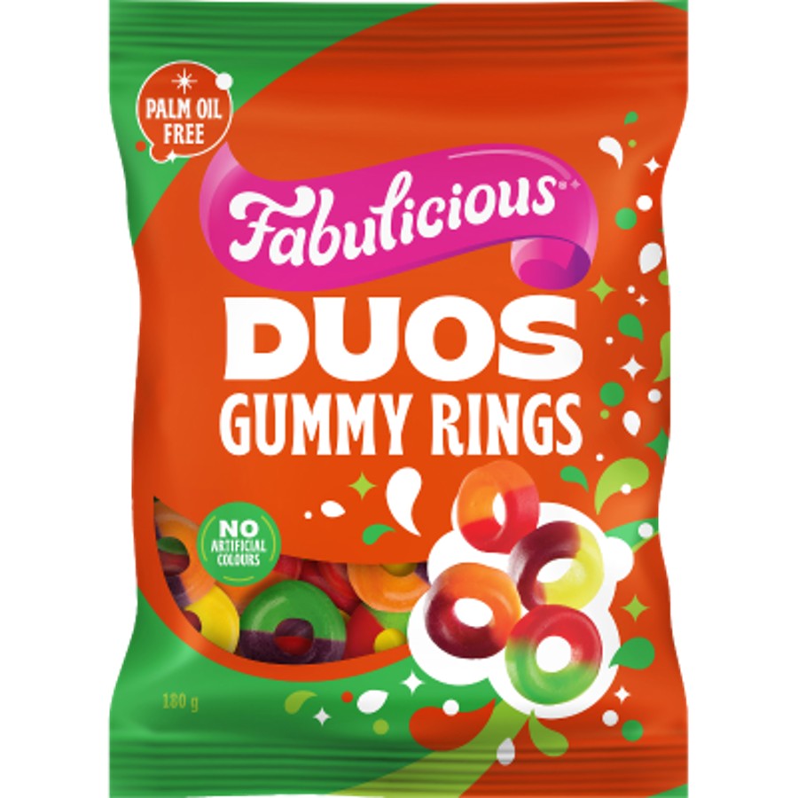 RJs Fabulicious Duos Gummy Rings 180g