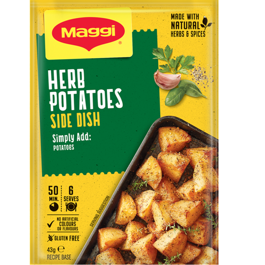 Maggi Herb Potatoes side dish packaging on a white background