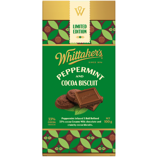 Whittakers Peppermint and Cocoa Biscuit Chocolate 100g