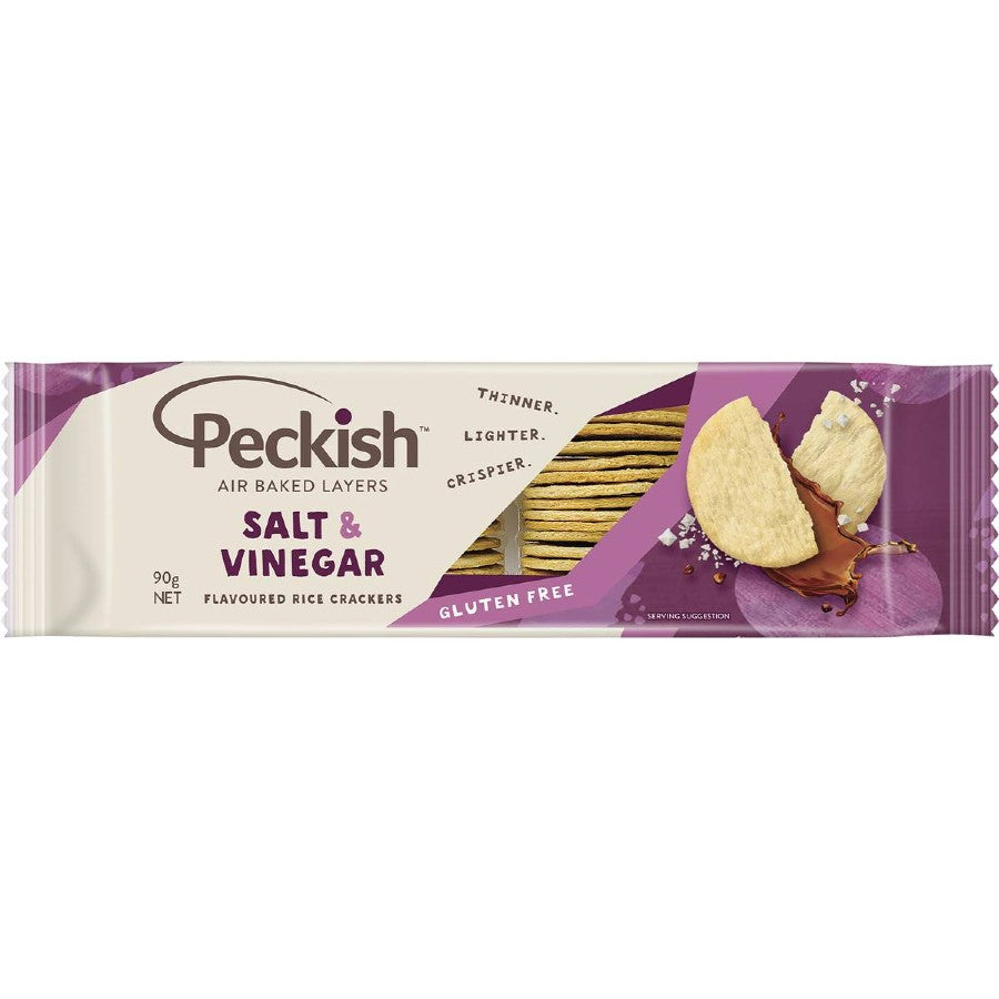 Peckish Thins Rice Crackers Salt & Vinegar 90g