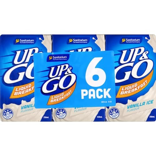 Sanitarium Up & Go Breakfast Drink Vanilla Ice 250ml 6pk