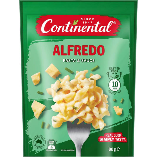 Continental Alfredo pasta and sauce package on a white background
