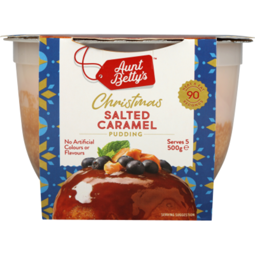 Aunt Betty's Christmas Salted Caramel Pudding 500g, a festive salted caramel dessert