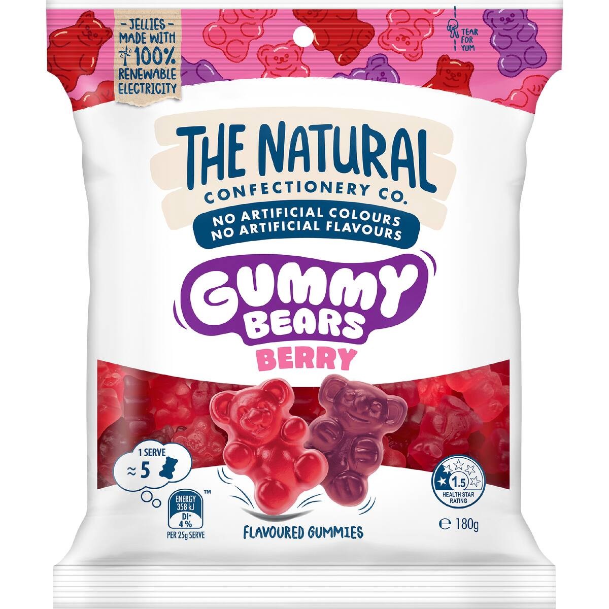 Natural Confectionery Co berry gummy bears fruity chewy candy bag