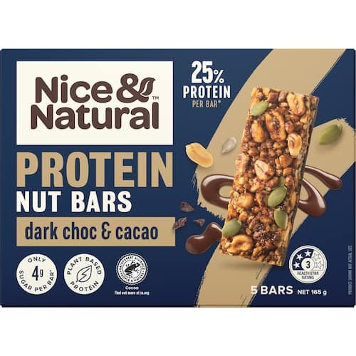 Nice & Natural Protein Bars 3 Super Seeds Dark Choc Cacao 5pk
