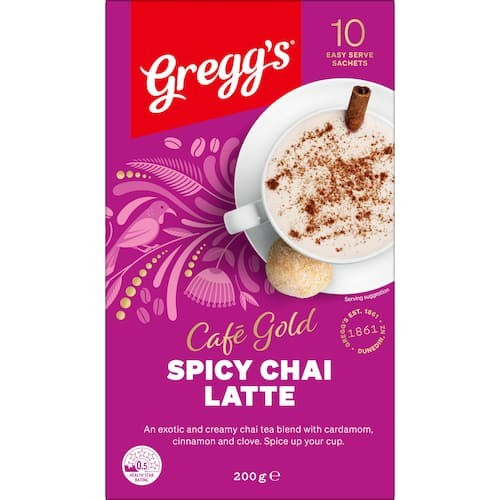 Greggs Cafe Gold Spicy Chai Latte 150g box 10 sachets