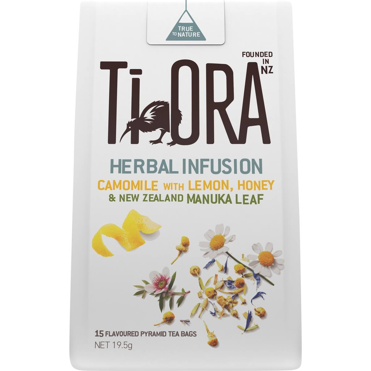Ti Ora herbal infusion packaging with floral illustrations on a white background