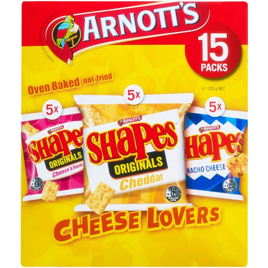 Arnotts Shapes Multipack Cheese Lovers 375g