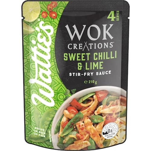 Watties Wok Creations Stir-fry Sauce Sweet Chilli & Lime 210g