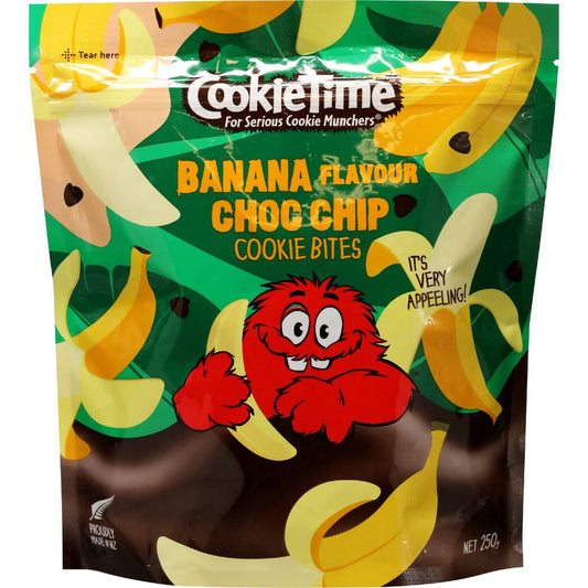 Cookie Time Banana Choc Chip Cookie Bites in a resealable bag from New Zealand