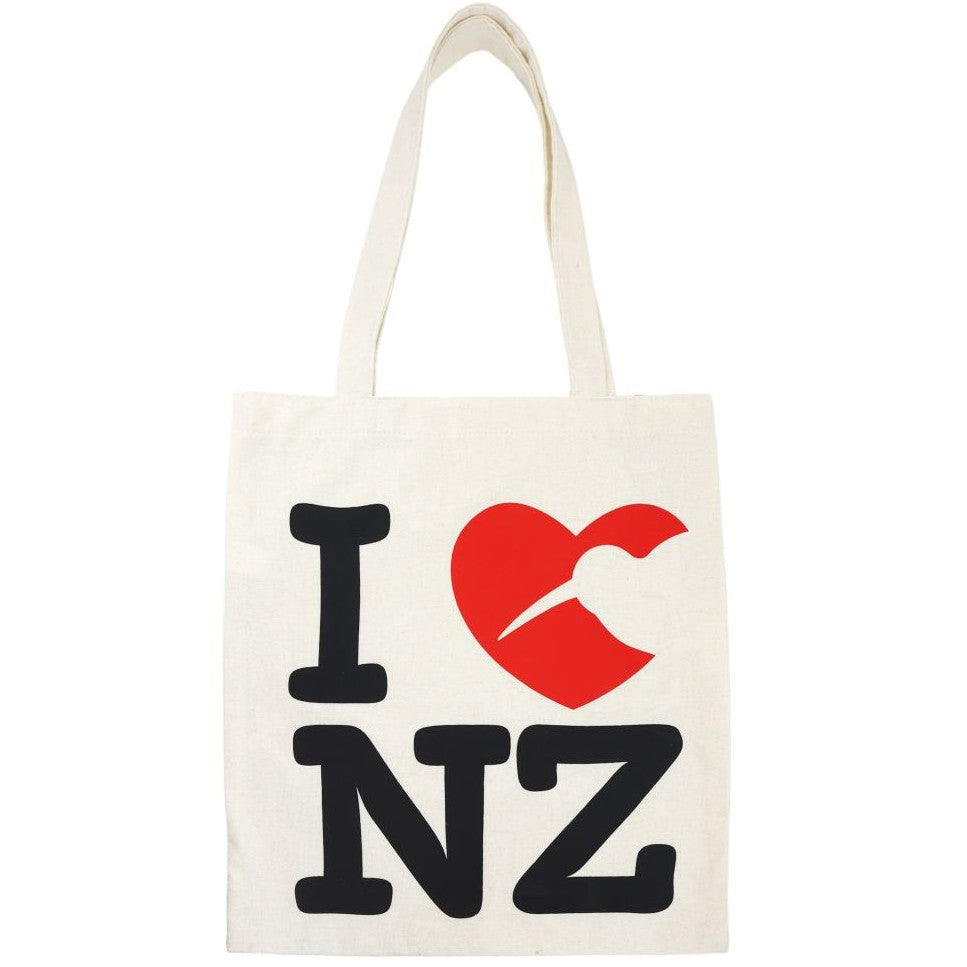 Black canvas cotton tote bag featuring white New Zealand silver fern design.