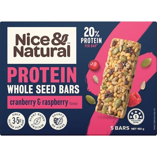 Nice & Natural Protein Bars Wholeseed Cranberry Raspberry 5pk