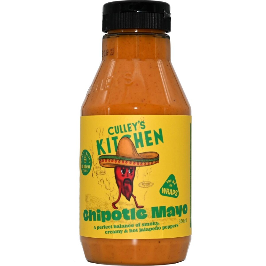 Culley's Kitchen Mayonnaise Chipotle 350mL squeeze bottle featuring premium smoky chipotle plant-based mayo made in New Zealand