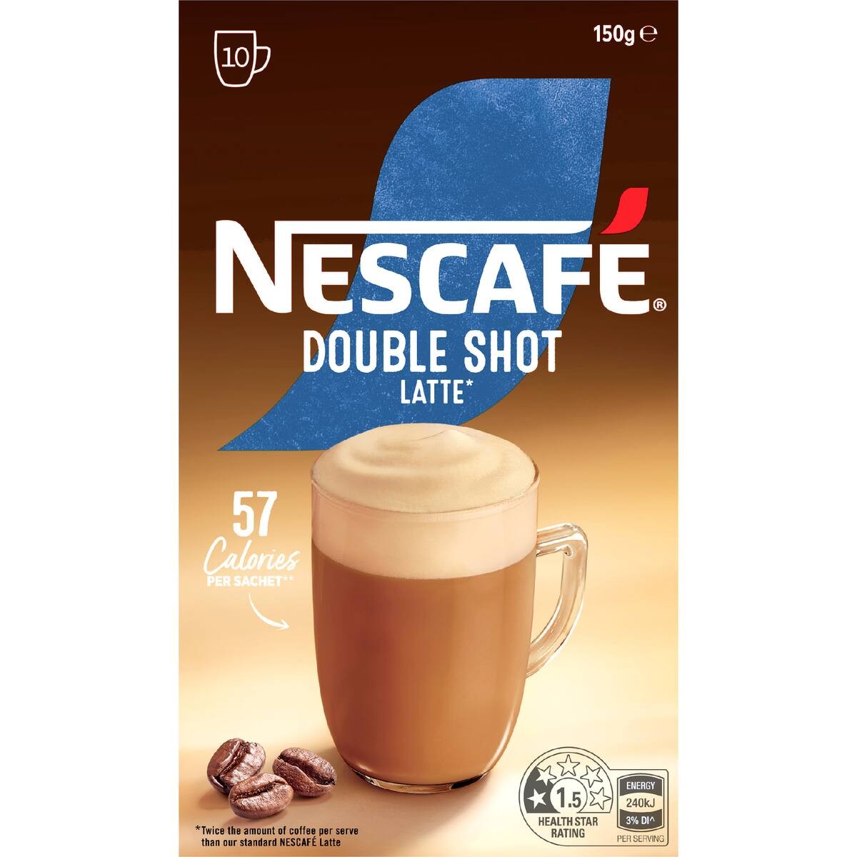 Nescafe Coffee Mix Double Shot Latte 10 sachets 180g