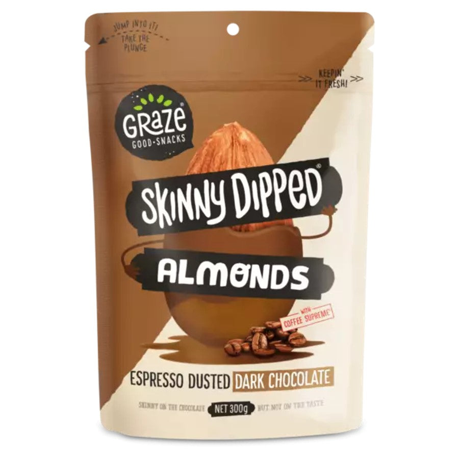 Graze Skinny Dipped Espresso Dusted Dark Chocolate Almonds 300g