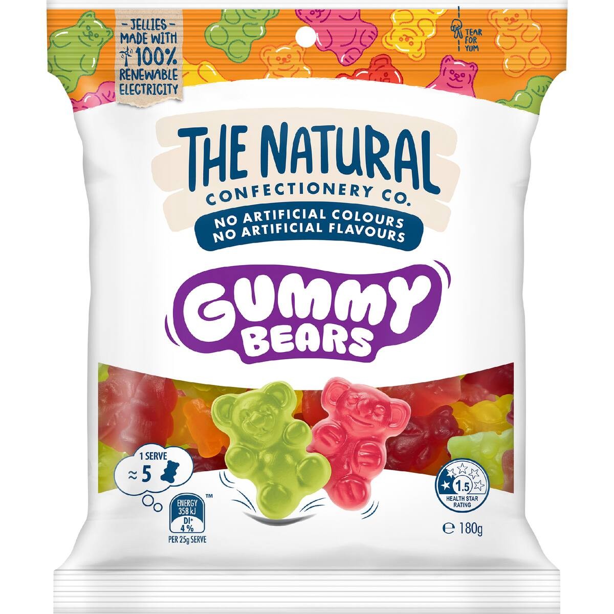 Natural Confectionery Co gummy bears fruity chewy candy bag