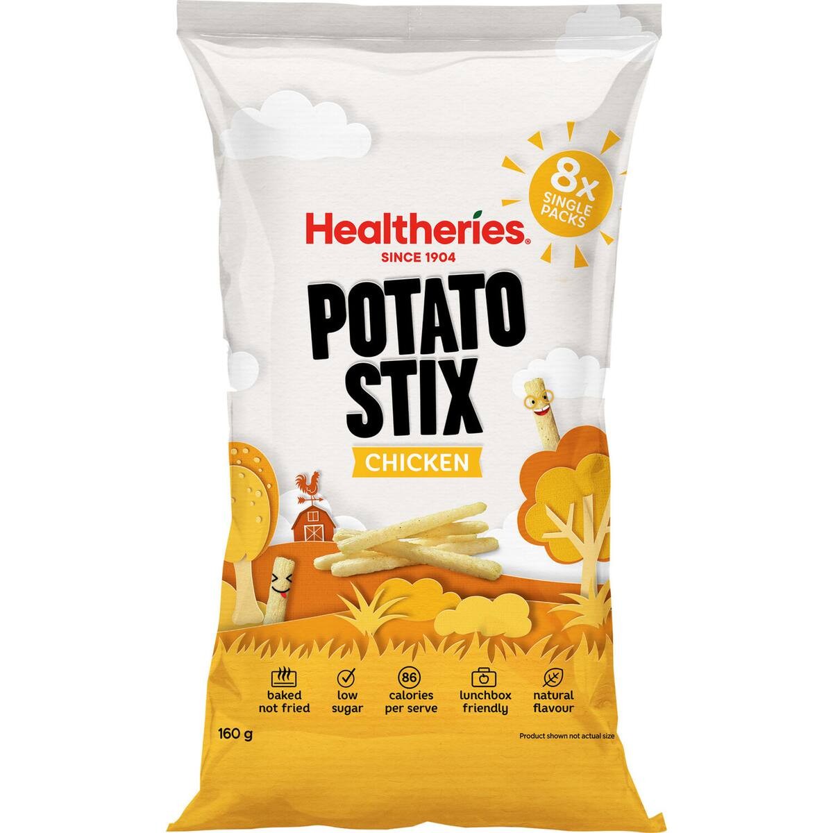 Healtheries KidsCare Potato Stix Roast Chicken flavor 160g multipack containing 8 individual snack bags