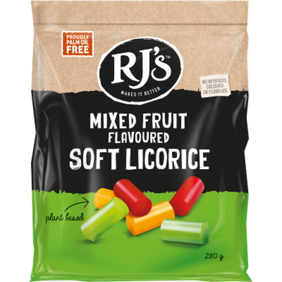 RJs Mixed Fruit Flavoured Soft Licorice 280g