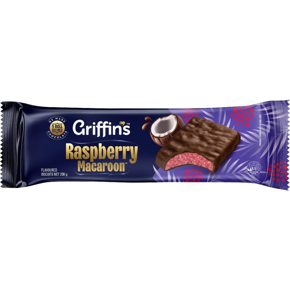 Griffins macaroon raspberry chocolate 200g biscuits pack