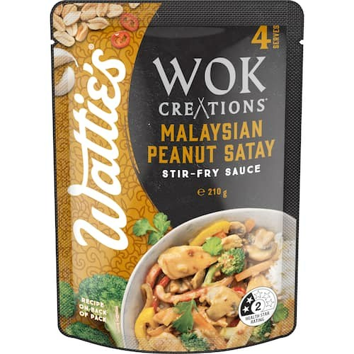 Watties Wok Creations Stir-fry Sauce Malaysian Peanut Satay 210g