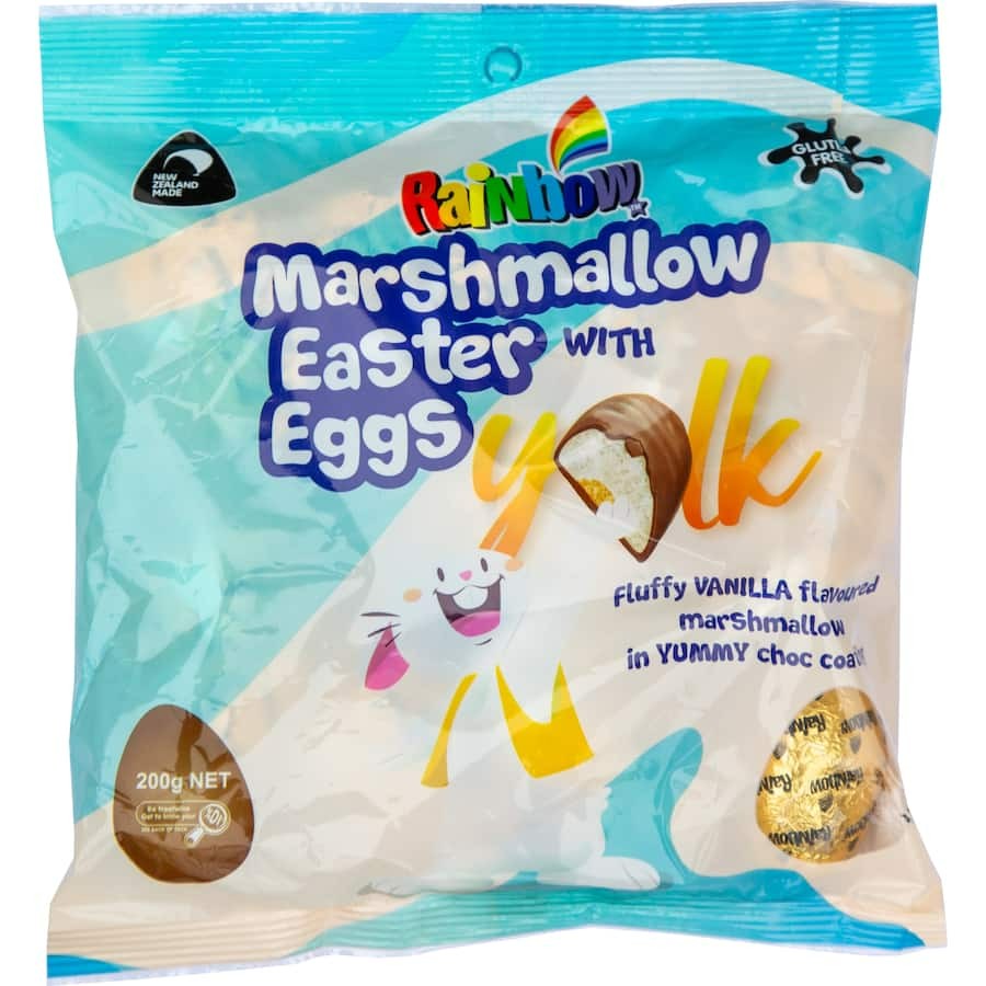 Rainbow Marshmallow Eggs With Yolks Foiled 200g